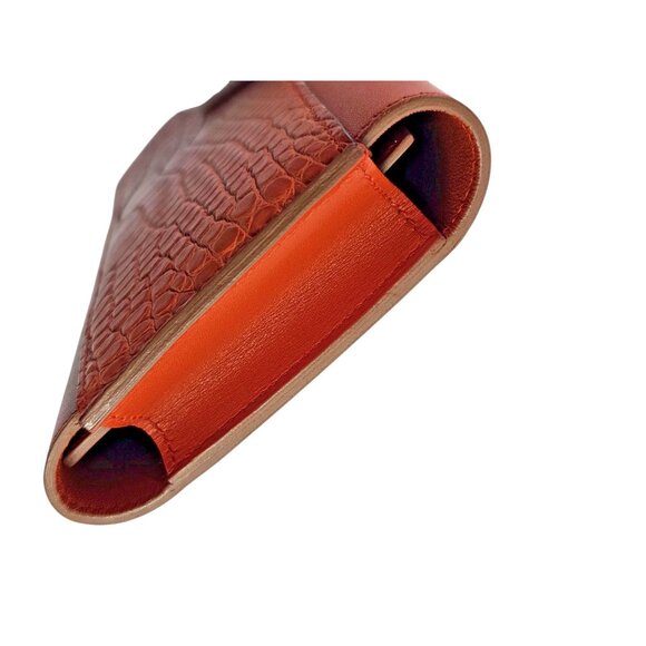 Hermès Passant Long Wallet Sanguine Matte Alligator & Tadelakt Leather Orange 20 - Picture 10 of 13